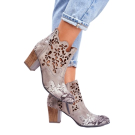 Botki Damskie Na Słupku Maciejka Wiosenne Popielate 04369-13 szare 1