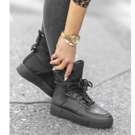Czarne sneakersy płaskie sznurowane Y-026 6