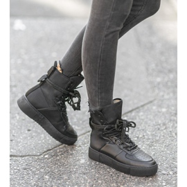 Czarne sneakersy płaskie sznurowane Y-026 5