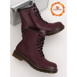 Botki sznurowane glany bordowe NC1019 Wine Red czerwone wielokolorowe 1