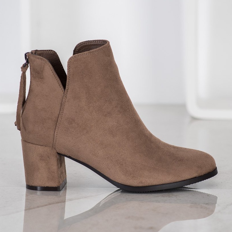 Botki Na Suwak VINCEZA brązowe 1