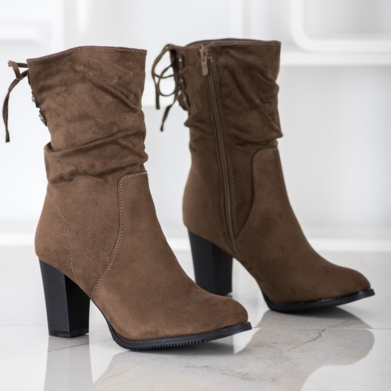 J. Star Wysokie Brązowe Botki 1