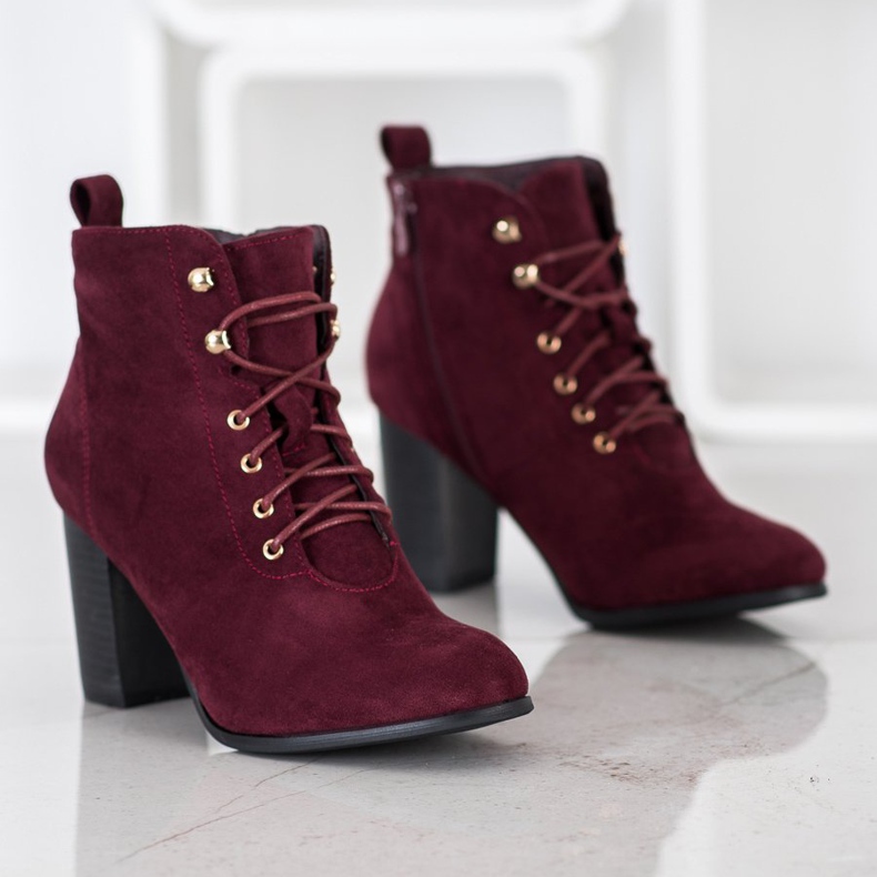 Evento Bordowe Botki Na Słupku czerwone wielokolorowe 1