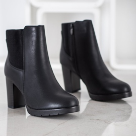 J. Star Stylowe Botki Na Obcasie czarne 1