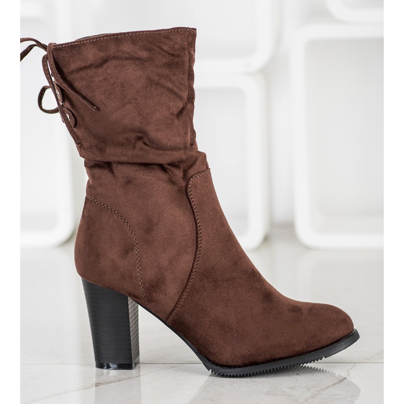 J. Star Wysokie Ciemnobrązowe Botki 2