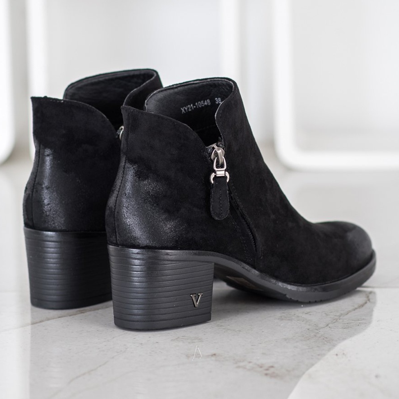 Zamszowe Botki VINCEZA czarne 2