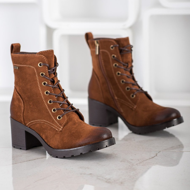 Zamszowe Botki VINCEZA brązowe 1