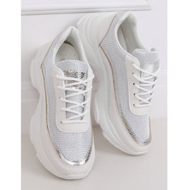 Buty sportowe damskie biało-srebrne 3178 Silver białe srebrny 1
