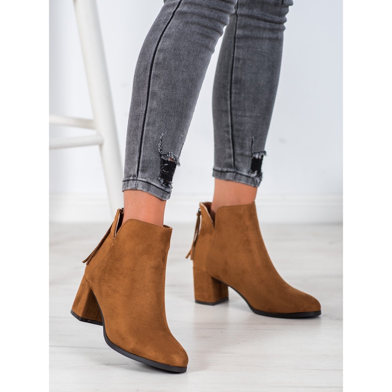 Botki Na Suwak VINCEZA brązowe 1