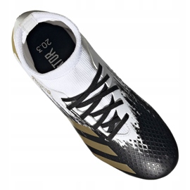 Buty piłkarskie adidas Predator 20.3 Fg Jr FW9215 białe szary/srebrny, biały, czarny, złoty 4