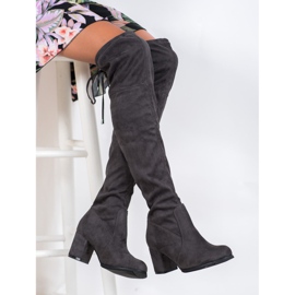 J. Star Wsuwane Kozaki Na Słupku szare 1