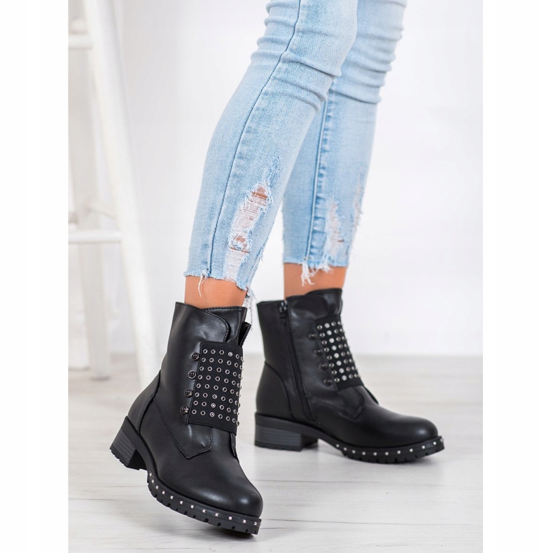 J. Star Modne Workery Z Dżetami czarne 1