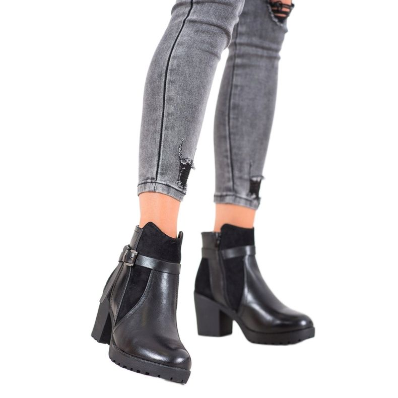 J. Star Wygodne Botki Na Platformie czarne 1