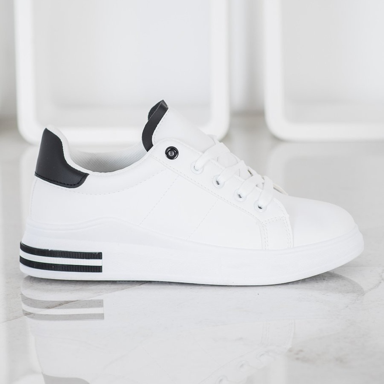 SHELOVET Modne Wiązane Sneakersy białe 1