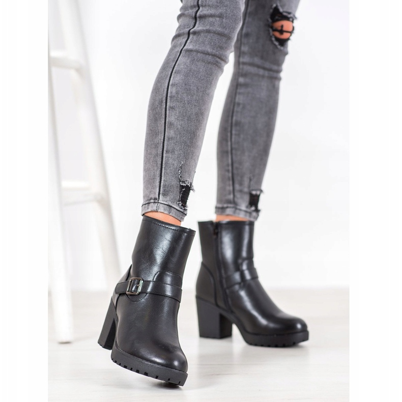 J. Star Modne Botki Na Platformie czarne 1