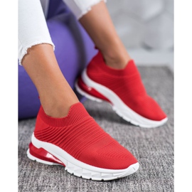 SHELOVET Wsuwane Tekstylne Sneakersy czerwone 1
