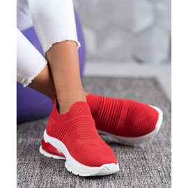 SHELOVET Wsuwane Tekstylne Sneakersy czerwone 2