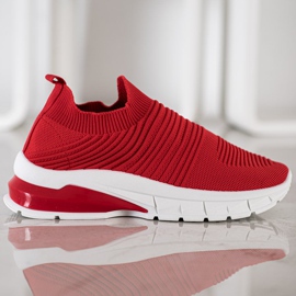 SHELOVET Wsuwane Tekstylne Sneakersy czerwone 3