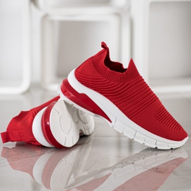 SHELOVET Wsuwane Tekstylne Sneakersy czerwone 4