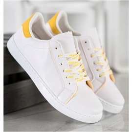 SHELOVET Modne Buty Sportowe białe żółte 3
