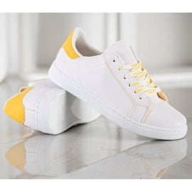 SHELOVET Modne Buty Sportowe białe żółte 4