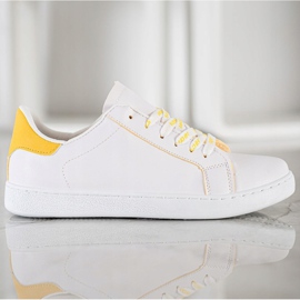 SHELOVET Modne Buty Sportowe białe żółte 5