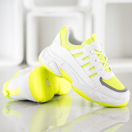 SHELOVET Wygodne Sneakersy Z Siateczką białe żółte 3
