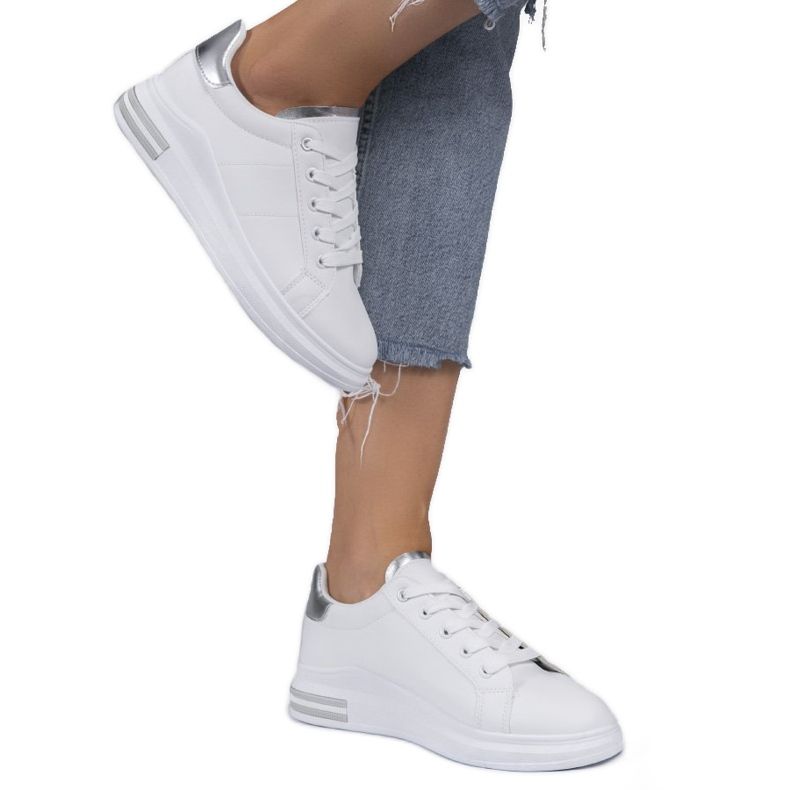 Białe klasyczne tenisówki LG20 srebrny szare 1