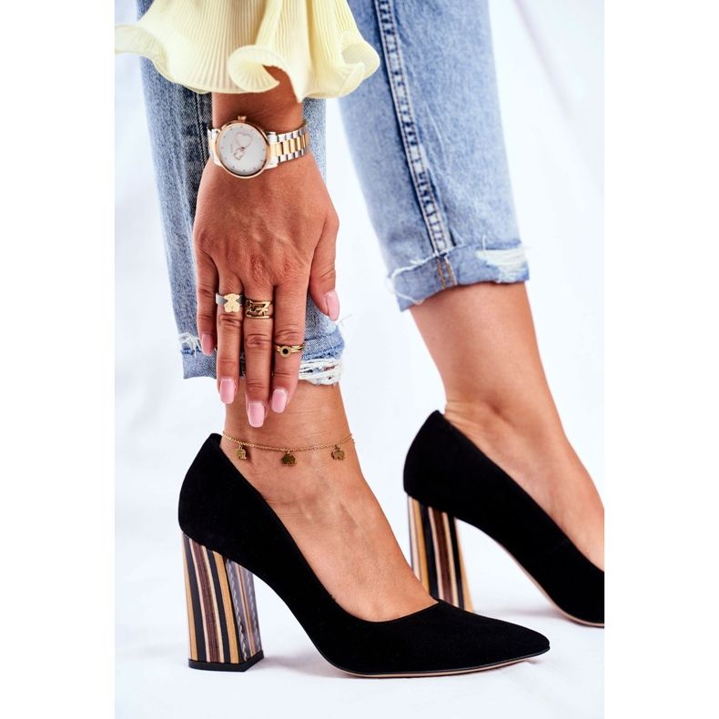 PV3 Czółenka Damskie Visconi Zamszowe Czarne 7417302/200 1