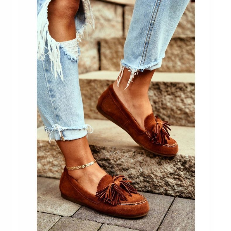 Damskie Mokasyny Maciejka Skórzane Camel 04830 brązowe 2