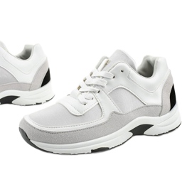 Białe modne sneakersy sportowe z eko-skóry CH005 szare 1