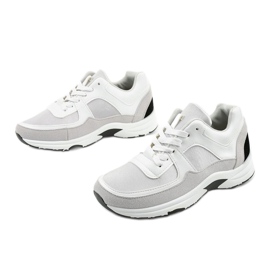 Białe modne sneakersy sportowe z eko-skóry CH005 szare 2