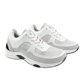 Białe modne sneakersy sportowe z eko-skóry CH005 szare 3