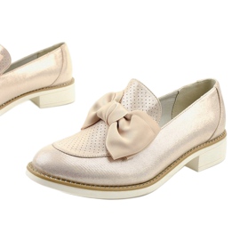 Czarne wsuwane półbuty z kokardką RS-WED2 złoty 1