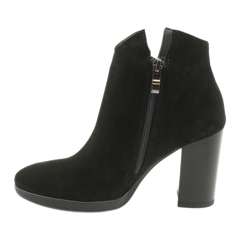 Gamis Skórzane Zamszowe botki na słupku 4018 czarne 1