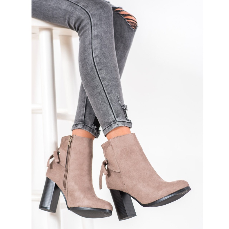 Goodin Botki Z Ozdobnym Wiązaniem beżowy 1