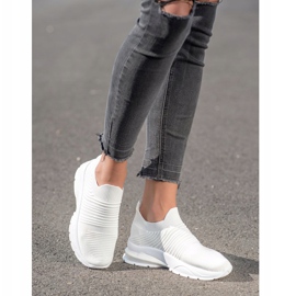 SHELOVET Wsuwane Tekstylne Sneakersy białe 1