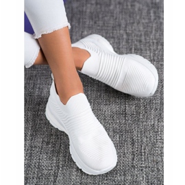 SHELOVET Wsuwane Tekstylne Sneakersy białe 3