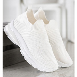 SHELOVET Wsuwane Tekstylne Sneakersy białe 2
