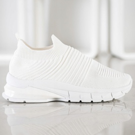 SHELOVET Wsuwane Tekstylne Sneakersy białe 5