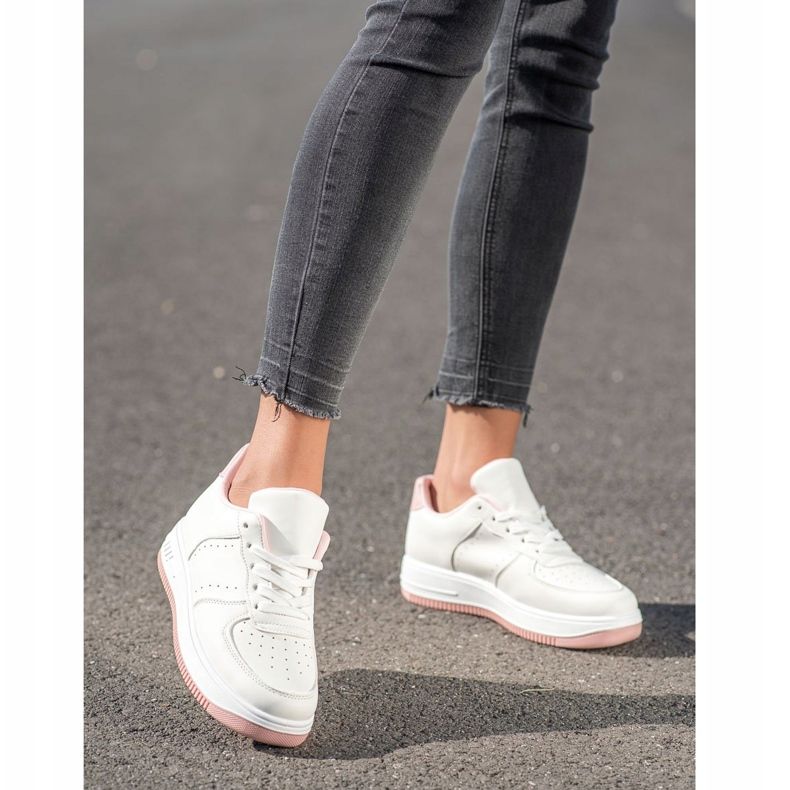 SHELOVET Sneakersy Na Platformie białe 1