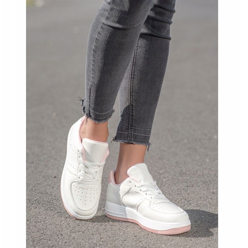 SHELOVET Sneakersy Na Platformie białe 2