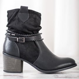 Goodin Kowbojki Z Ozdobnymi Paskami czarne 2