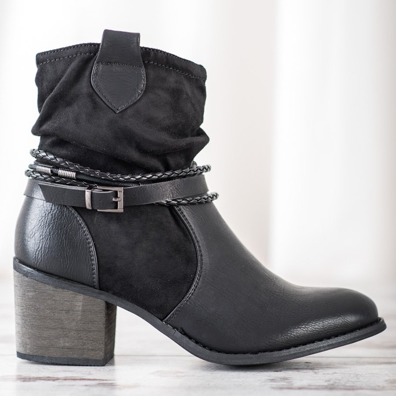 Goodin Kowbojki Z Ozdobnymi Paskami czarne 2