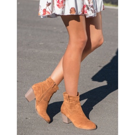 Bestelle Klasyczne Ażurowe Kowbojki brązowe 1