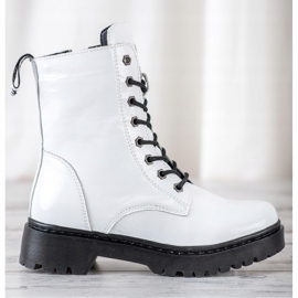 Skórzane Workery VINCEZA białe 2