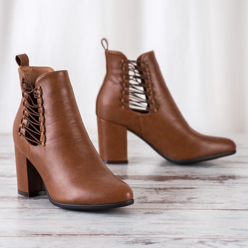 Botki Z Wycięciem VINCEZA brązowe 1