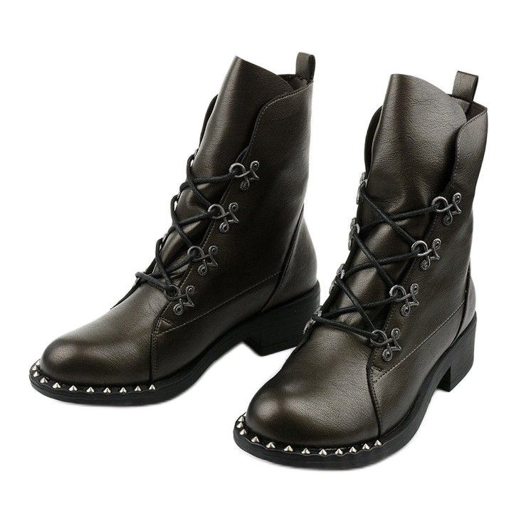 Brązowe botki damskie z ćwiekami Aqua 2