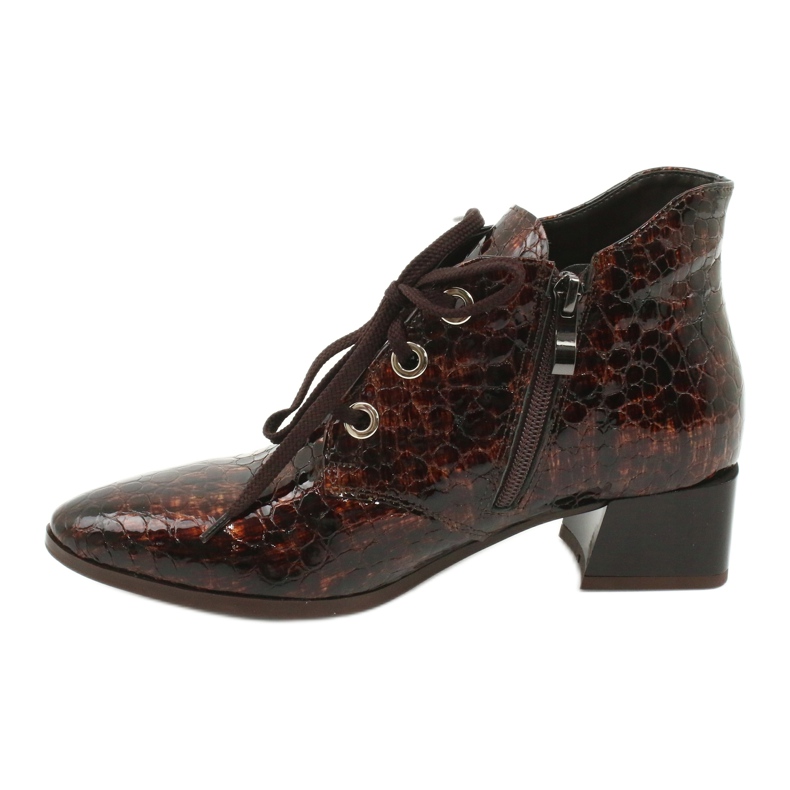 Gamis Botki wężowe lakierowane 4055 brązowe 1