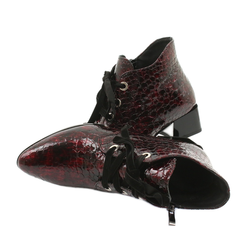 Gamis Botki wężowe lakierowane 4055 czarne czerwone 4